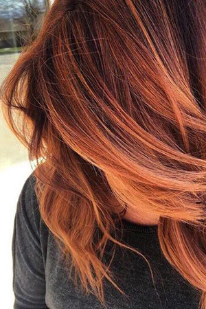 coloration ombré hair rouge