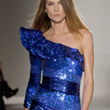 Robe bleue asymétrique sequins, Balmain