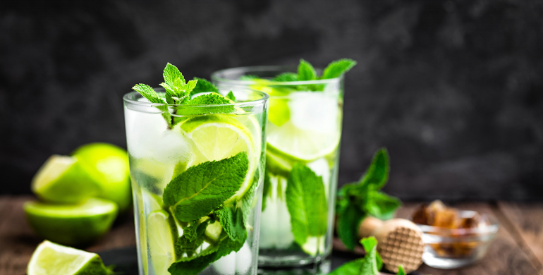 recette Mojito, menthe , rhum , verre, tumbler