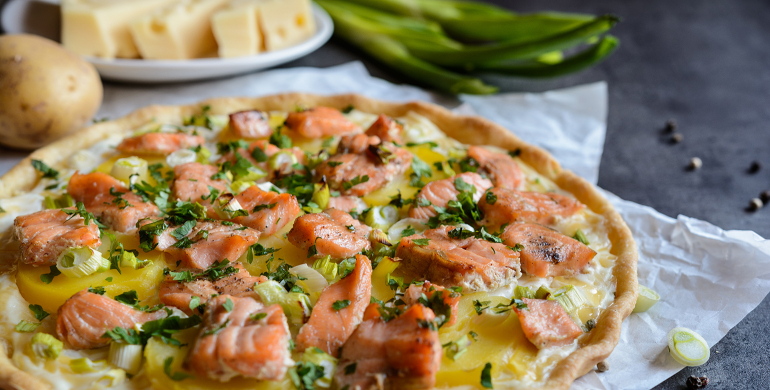 quiche saumon fumé et aux oignons