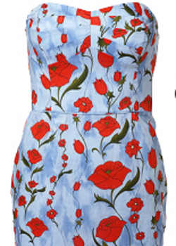 Robe bustier à imprimés Liberty rouges