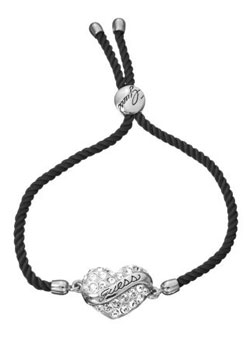 Bracelet " Pave Heart Black Cord " de chez Guess