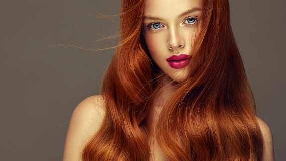 Maquillage, rousse, cheveux, roux