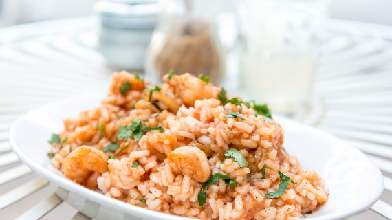 Risotto aux champignons et aux crevettes