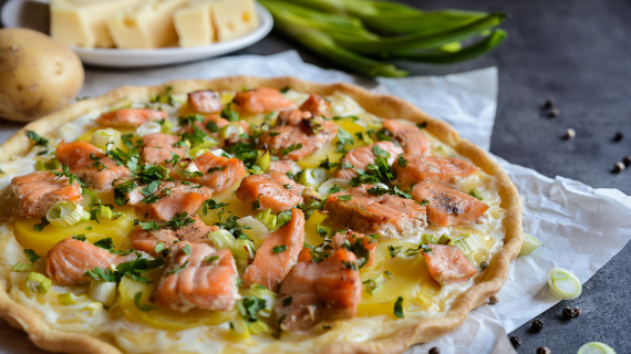 quiche saumon fumé et aux oignons